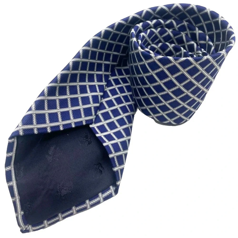 BROOKS‎ BROTHERS 346 Men's 100% Silk Necktie Designer Geometric Blue/Gray LONG